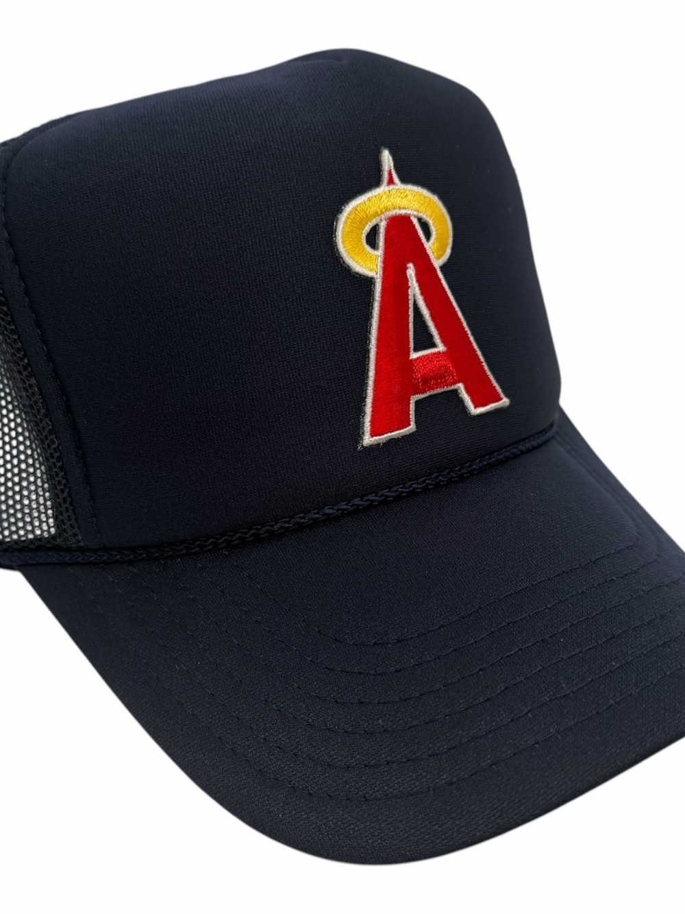 NEW VINTAGE STYLE ANAHEIM LOS ANGELES ANGELS BLUE TRUCKER HAT MESH BACK…